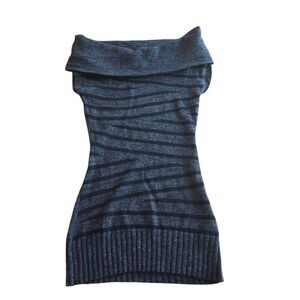 Guess womens Sz S gray black wool blend striped tunic sweater top